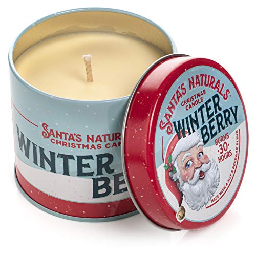 Santas Naturals Winterberry Christmas Candle  Warm Cider Fragrance  Notes of Cinnamon Orange and Clove  Sustainably Sourced Soy and Beeswax  30 Hour Burn Time  9oz