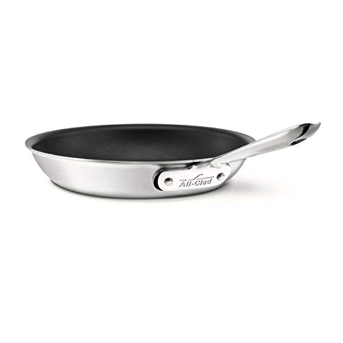 AllClad BD55112NSR2 D5 Brushed 1810 Stainless Steel 5Ply Bonded Dishwasher Safe Nonstick Fry Pan Saute Pan Cookware 12Inch Silver