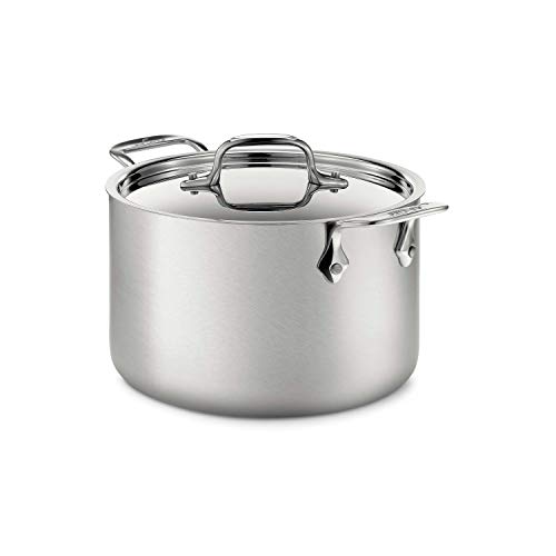 AllClad BD552043 D5 Brushed 1810 Stainless Steel 5Ply Bonded Dishwasher Safe Soup Pot with Lid Cookware 4Quart Silver
