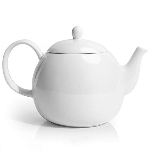 Sweese 220101 Porcelain Teapot 40 Ounce Tea Pot  Large Enough for 5 Cups White