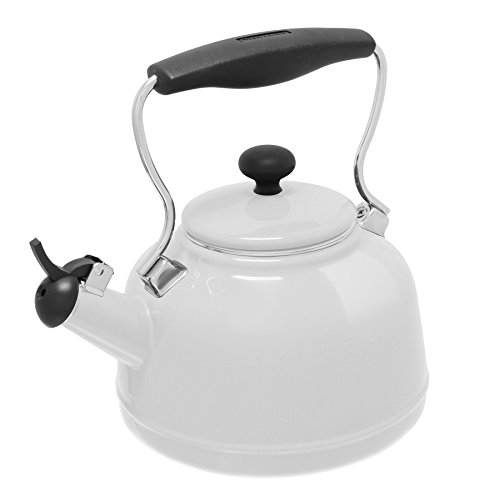 Chantal Vintage Enamel on Steel Whistling Teakettle 17 quart White