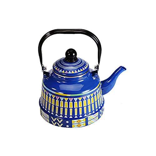 Mayjolyn Vintage Retro Design TOPTIER Enamel Tea Kettle for Stovetop Induction Cooker Stainless Steel 264 Quart (Blue)