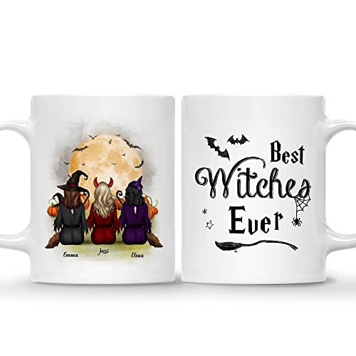 GOSSBY Personalized Custom Mug (3 Witches) Best Witches Ever Personalized Coffee Mug Always Sisters Mug Halloween Witch Coffee Mug For Sister From Sister Custom Ceramic Mug For Family Friend Bes