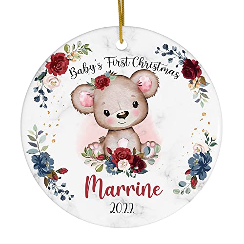 Personalized Baby First Christmas Ornament 2022 Custom Christmas Ornament Keepsake for Christmas Tree New Born New Parents 275 Inch SingleSided Printing Ceramic Ornament (Bear)