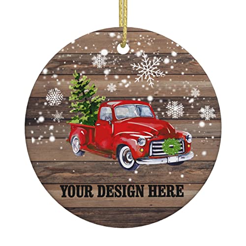 Personalized PhotoText Christmas Ornaments 2022 Merry Christmas Custom 3 Ceramics Double Sided Xmas Tree Decoration Gift for Couple Babys First Birthday Wedding Pet Dog