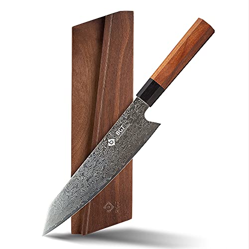 BGT Kiritsuke Chef Knife 8 inch Damascus Kitchen Knife Japanese 67 Layer High Grade VG10 Damascus Steel Chef Knife with Ebony Wood Handle with Gift Box