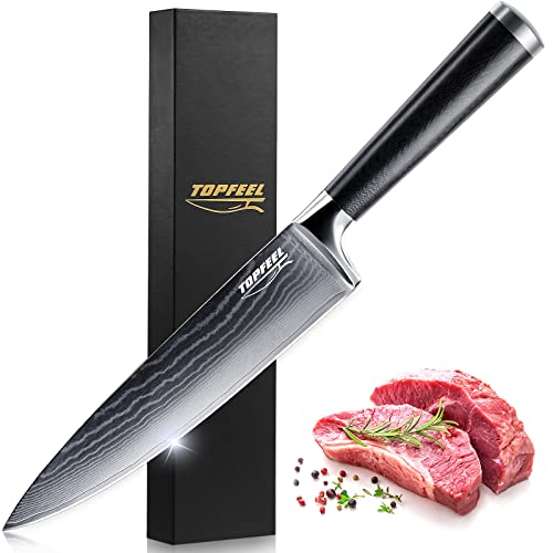 Damascus Chef Knife 8 Inch VG10 67 Layer Damascus Steel Japanese Chefs Knife Razor Sharp Kitchen Knife with Solid G10 Handle Professional Cooking Knife with Gift Box