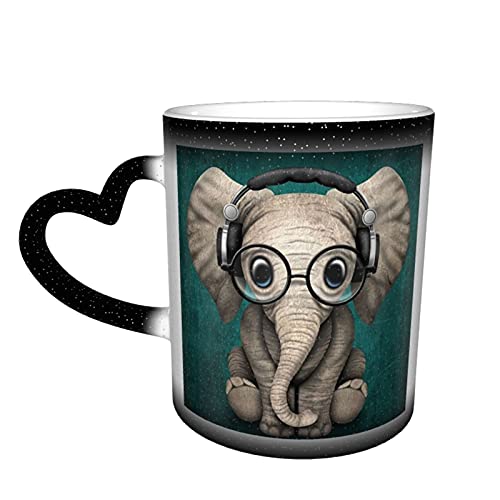Color Changing Elephant Coffee Mug Heat Sensitive Magic Tea Cup Ceramic Gift for Women Mom 12 oz