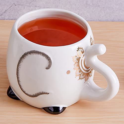 Elephant Mug 16 OZ Ceramic 3D Cute Animal Shape Coffee Mug Novelty Fun Tea Cup with Handle