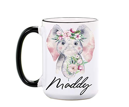 Elephant Mug  Personalized 15 or 11 oz Large Ceramic Mug  Elephant Coffee Mug  Cute Elephant Tea Cup  Elephant Cup  Animal Mugs  Elephant Gifts for Women  Dishwasher  Microwave Safe