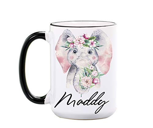 Elephant Mug  Personalized 15 or 11 oz Large Ceramic Mug  Elephant Coffee Mug  Cute Elephant Tea Cup  Elephant Cup  Animal Mugs  Elephant Gifts for Women  Dishwasher  Microwave Safe