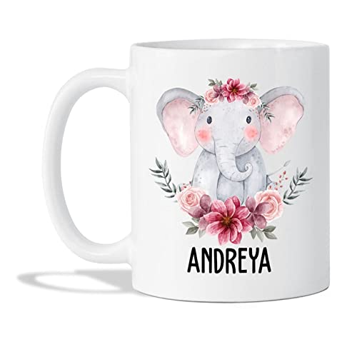 Elephant Mug  Personalized Elephant Coffee Mug with Name  Custom Elephant Mug  Elephant Lover Present  Custom Elephant Cup  Animal Mugs  Animal Lover Mug  White Cup 11Oz Or 15Oz