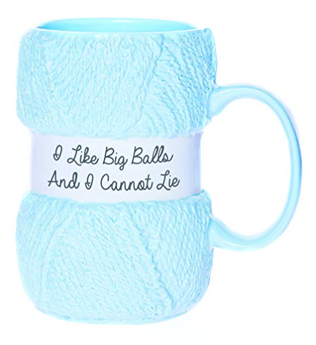 Boxer Gifts I Like Big Balls And I Cannot Lie Novelty Knitting Gift Mug  Light Blue Colour With Realistic Yarn Detailing  Amazing Christmas Birthday Or Mothers Day Gift For Her