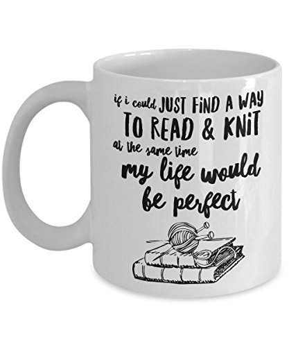Read and Knit Funny Mug for Books Lovers Reader and Knitting Obsessed Ladies Woman or Girls Gift Coffee Cup