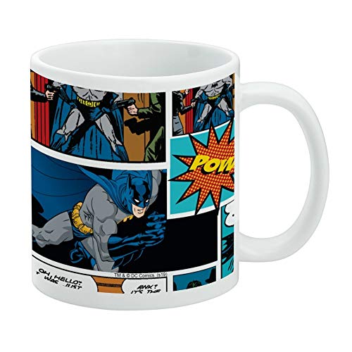Batman Comic Pattern Ceramic Coffee Mug Novelty Gift Mugs for Coffee Tea and Hot Drinks 11oz White