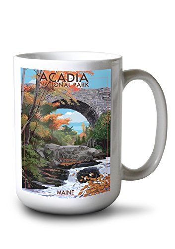Acadia National Park Maine Stone Bridge (15oz White Ceramic Coffee and Tea Mug Dishwasher and Microwave Safe)