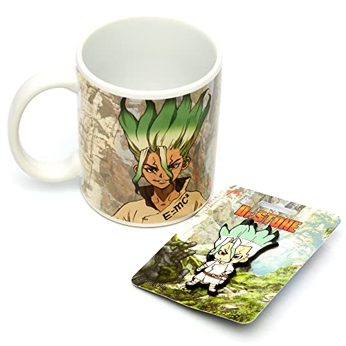 Doctor Stone Senku Coffee Mug with Pin  11oz Beverage Container  Featuring The Kingdom of Sciences Leader Senku  Officially Licensed  By Just Funky