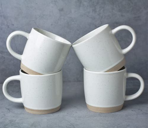 Famiware Milkyway Coffee Mugs 12 oz Coffee Mug Set for 4 Tea Cups with Handle for Coffee Tea Cocoa Milk White