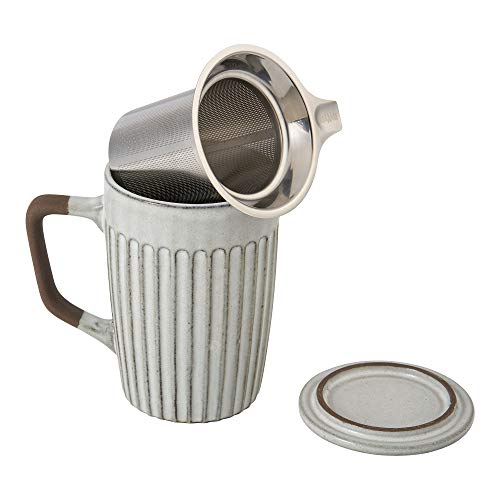 casaWare Shell 18Ounce Tilt  Drip Tea Infuser Mug (Stone Gray)