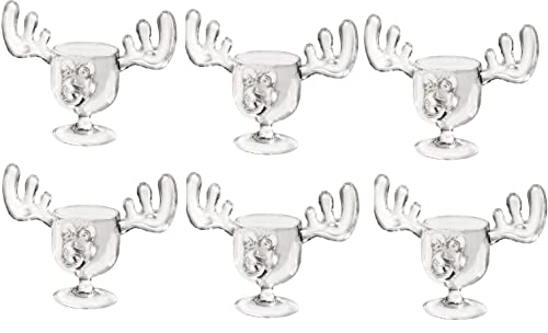 Christmas Moose Mug Shot Glasses Acrylic  Safer Than Glass Set of Six (6)