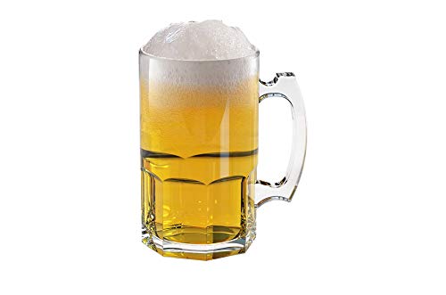 QG 24 ounce Clear Acrylic Plastic Drinking Beer Stein Mug with Handle Set of 4