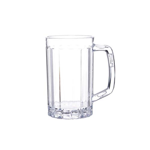 UPKOCH Beer Glasses Large Beer Pub Mug With Handle Clear Plastic Cup Drinking Acrylic Stein Water Cups Whiskey Cup Drinkware For Home Bar Party(390ml)