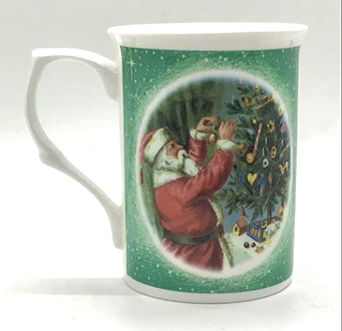 Fine English Bone China MugSanta and Christmas TreeAdderleyEnglandMulticolor12 ounce