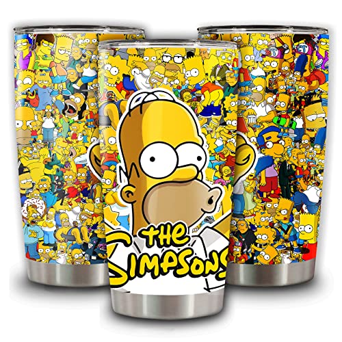 Insulated Tumbler Stainless Steel Simpsons Tea Vacuum Mug Coffee Travel Cup Bottle 20 Oz Tumblers Gifts For Fathers Mothers Day Birthday Christmas Holidays