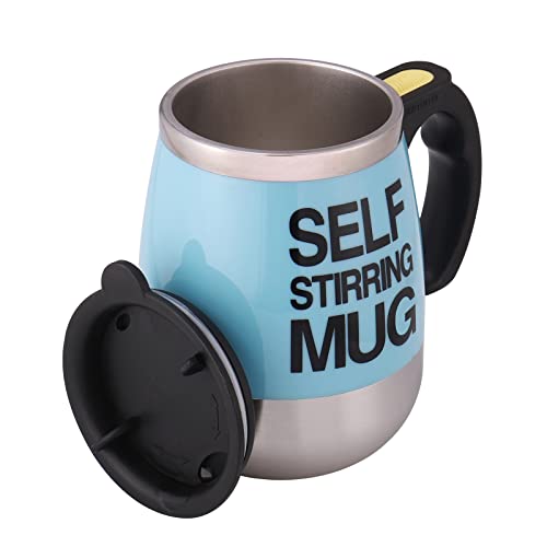 Self Stirring Mug Auto Self Mixing Stainless Steel Cup for CoffeeTeaHot ChocolateMilk Mug for OfficeKitchenTravelHome 450ml15oz The best gift（blue）