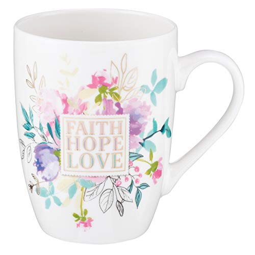 Faith Hope Love 1 Corinthians 1313 Floral Ceramic Christian Coffee Mug for Women and Men  Inspirational Coffee Cup and Christian Gifts 12oz