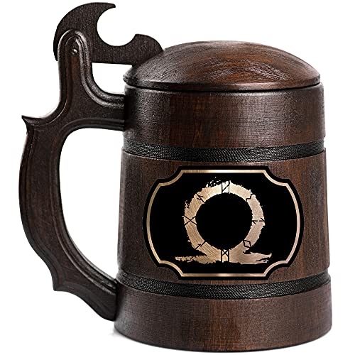 God of War Wooden Beer Mug Personalized Beer Stein Custom Gamer Gift Video Gamer Tankard Gift for Men Gift for Him Geek Gift