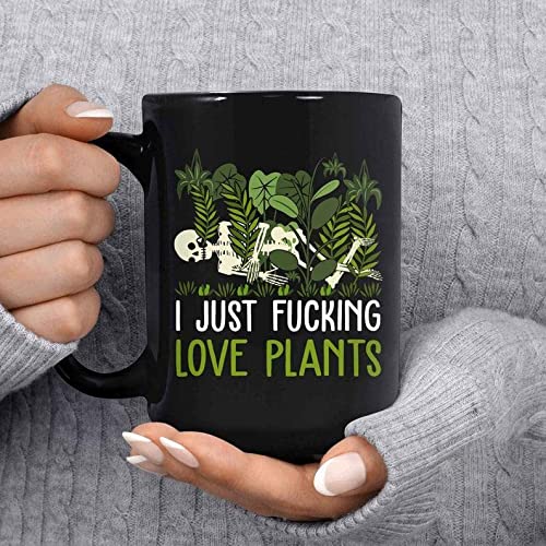 Funny Halloween Ghost Coffee Mug I Just Fucking Love Plants Mug Vintage Ghost Cup Fall Halloween Mug Retro Spooky Scary Ghost Mugs Fall Gifts Hallowen Pumpkins Mug Plant Lover Cup