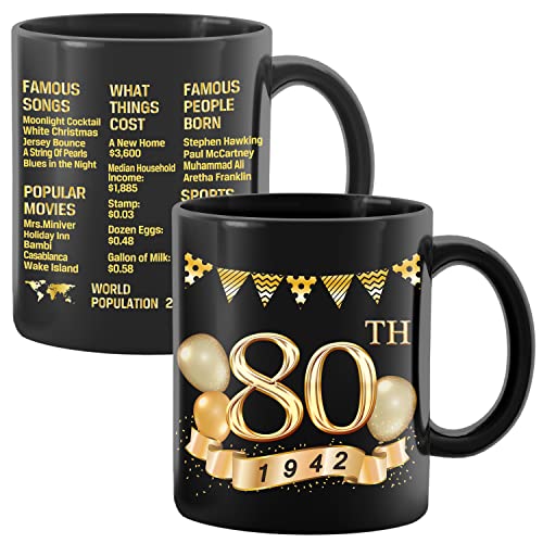 Greatingreat 1942 Old Time Information80th Birthday Mug Happy 80 Birthday Party Turning 80 Birthday 80th Bday For Her  Him Eighty Birthday Mug Milestone Birthday