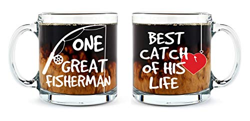 One Great Fisherman Best Catch Of His Life Coffee Mug Couples Set 13oz  Gift for Husband and Wife  Him And Her Newlyweds Wedding Anniversary Bridal Gift Mr and Mrs Housewarming  By AW Fashions
