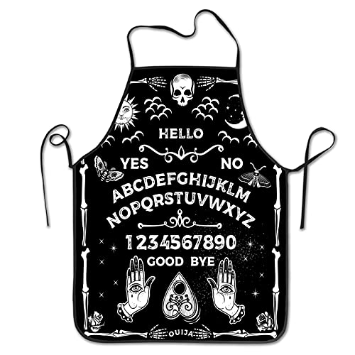 Magic Ouija Board Apron Sun Moon Stars Apron Vintage Skeleton Goth Gothic Adjustable Bib ApronsWater Oil Stain Resistant Chef Cooking Kitchen Aprons For Men Women