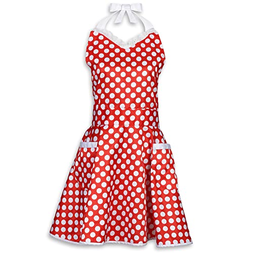 1950s Apron  Sweetheart Retro Kitchen Apron Red and White Polka Dot Cooking Sexy Vintage Apron