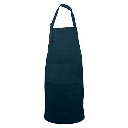 Chef Apron for Women Men with Pockets Cotton Kitchen Cooking Long Aprons Navy Blue  35x27 Inches