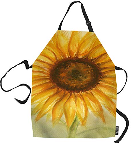 Sunflower Cooking Apron Art Sunflower Kitchen Apron For BakingBBQ 31X27 Inches