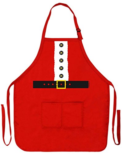 Santa Apron Mrs Claus Outfit Cooking Baking Crafting Two Pocket Apron Red
