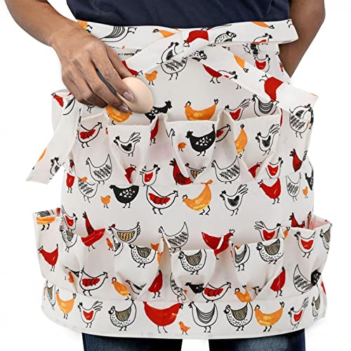 Chicken Egg Collecting  Gathering Apron 12 Pockets Farmhouse Kitchen Home Chicken Hense Duck Goose Eggs Collecting Gathering Aprons for Adults Kids