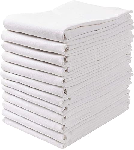18 Pack Flour Sack Kitchen Dish Towels  Lint Free Soft 100 Ring Spun Cotton  Large 28x28  White