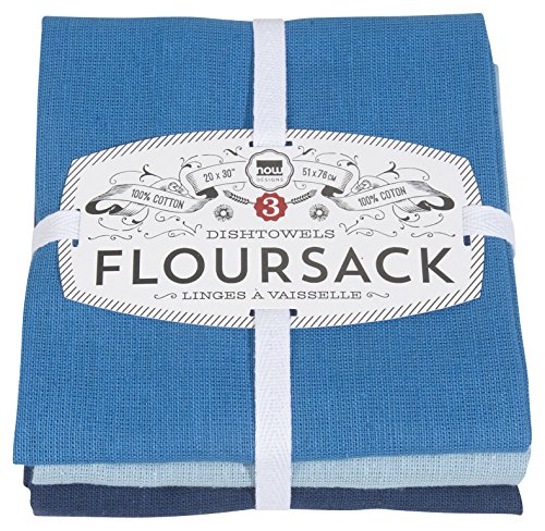 Now Designs Floursack Kitchen Dish Towels 20 x 30in Moonlght Blue Indigo 3 Count