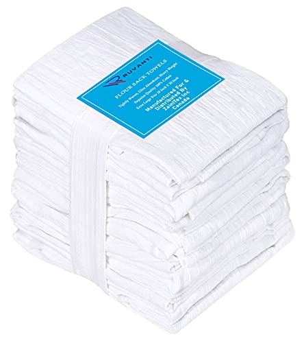 RUVANTI 6 Pack Extra Large Flour Sack Dish Towels (28x28) 100 Cotton Reusable Un Paper TowelsTea Towels Dish Cloths are Highly Absorbent Perfect for Dish Drying Cleaning Diaper Embroidery