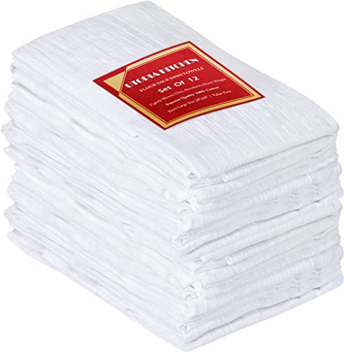 Utopia Kitchen 12 Pack Flour Sack Tea Towels 28 x 28 Ring Spun 100 Cotton Dish Cloths  Machine Washable  for Cleaning  Drying  White
