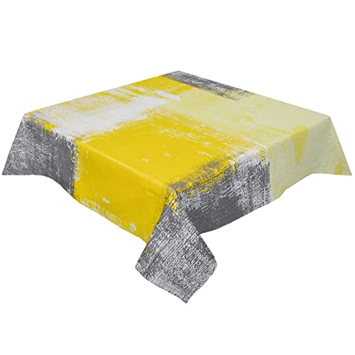 Mayhome Square Tablecloth  Waterproof Fabric Table Cloth 60 x 60 Inch Ombre Oil Painting able Cover for Kitchen Dining Room Party Holiday Decoration Abstract Yellow Grey