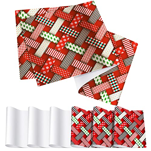 7 Pieces Sublimation Blanks Table Runner Heat Transfer Table Cover Handmade Table Runner with DIY Table Placemats Banquet Table Mats White Fabric Placemats for Home Kitchen Dinning Room Table Decor