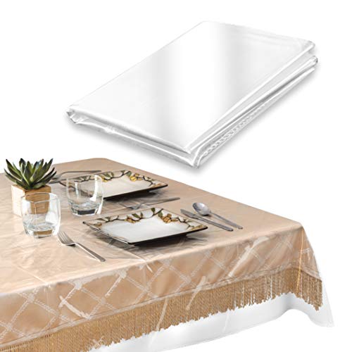 Elaine Karen Clear Plastic Tablecloth Protector 100 Waterproof Crystal Clear Plastic Cover for Dining Table Heavy Duty Vinyl 60 x 90 Oblong