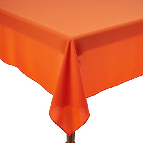 LA Linen Polyester Poplin Washable Rectangular Tablecloth Stain and Wrinkle Resistant Table Cover 60x90 Fabric Table Cloth for Dinning Kitchen Party Holiday 60 by 90Inch Orange