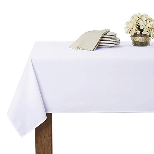 RYB HOME Table Cloth Waterproof  Scratch Resistant Washable Rectangle Table Linens for Holiday Wedding Venue Dining Baby Shower Trade Show 60 x 90 White