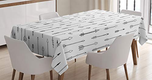 Ambesonne Arrow Tablecloth Nostalgic Tribal Motifs Contemporary Graphic of Retro Native Arrows Culture Dining Room Kitchen Rectangular Table Cover 60 X 84 Charcoal Grey